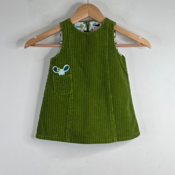 VTG Y2K Gymboree Corduroy Pea Coat Dress Set 18M Green Toggle Button Mushroom - Picture 2 of 12